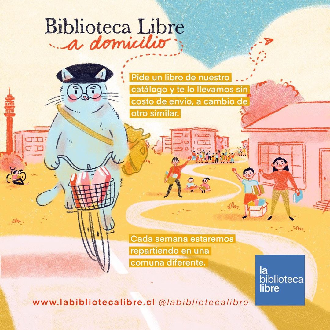 Biblioteca a domicilio ilustración publicidad