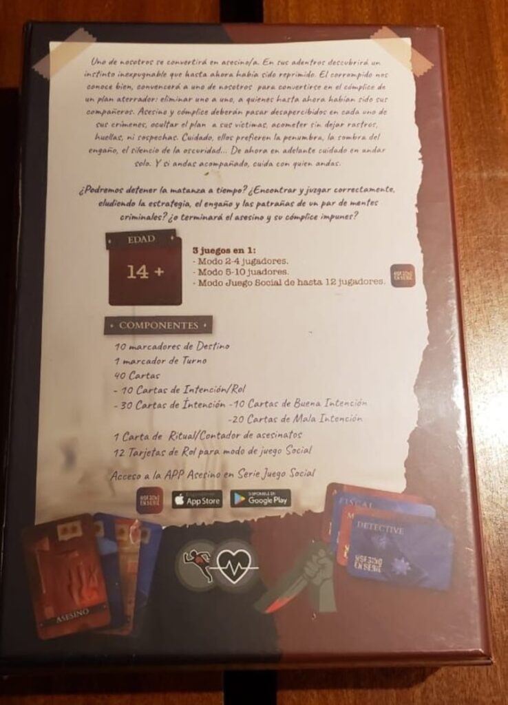 Asesino en Serie contratapa caja